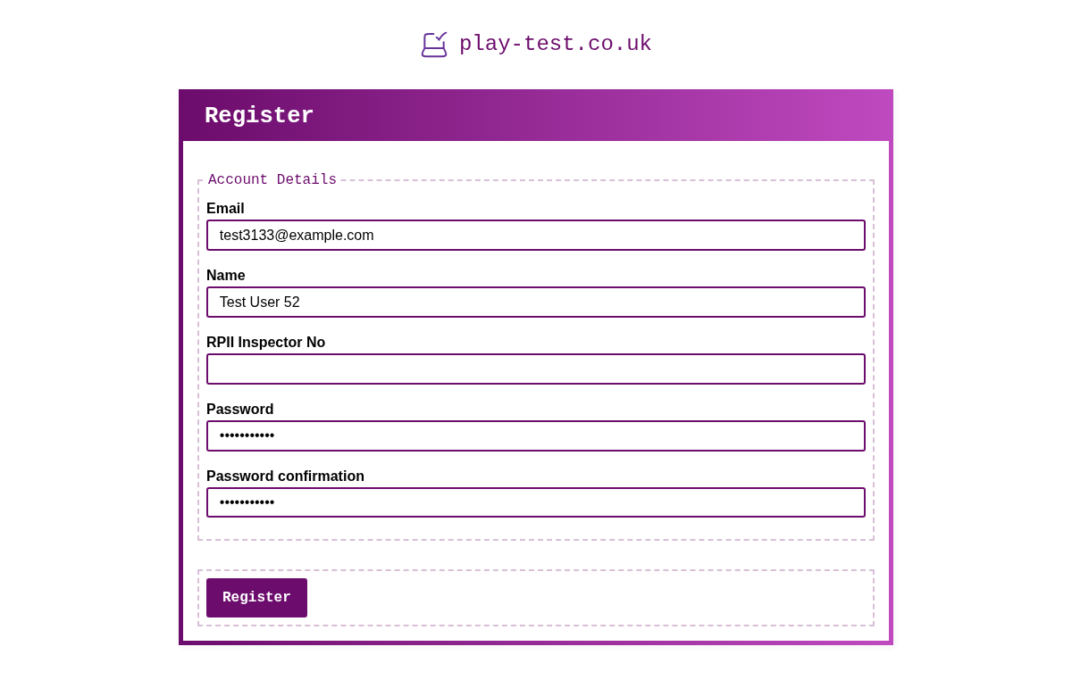 Registration Form - Filled