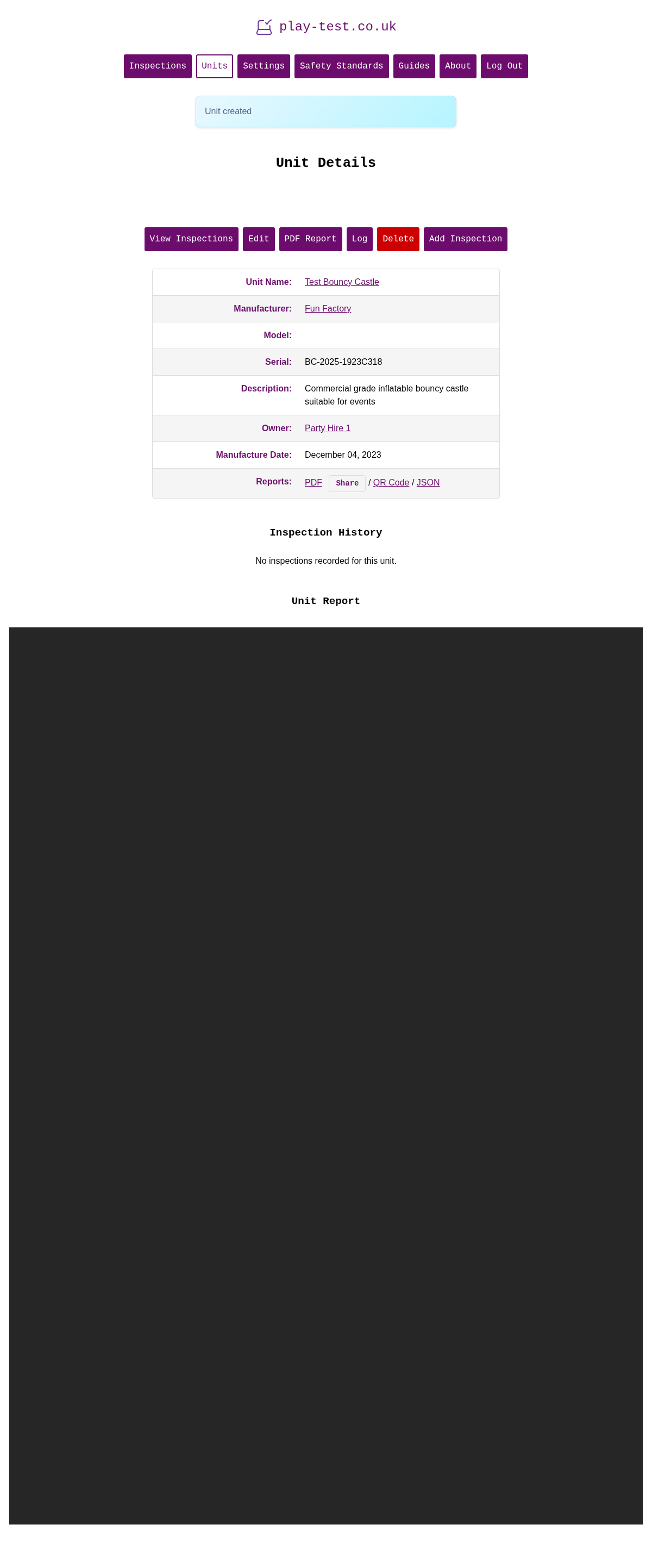 Unit Created Successfully