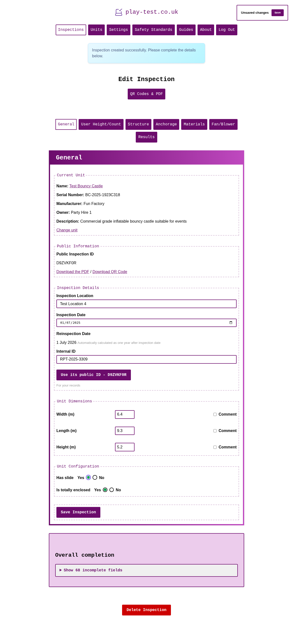Inspection Details - Filled
