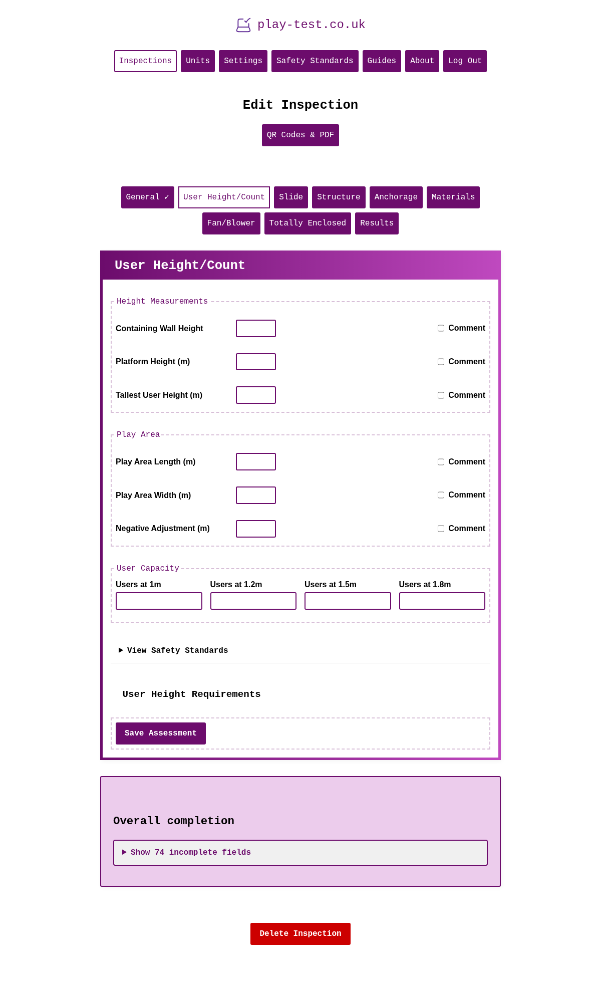 User height Assessment Form