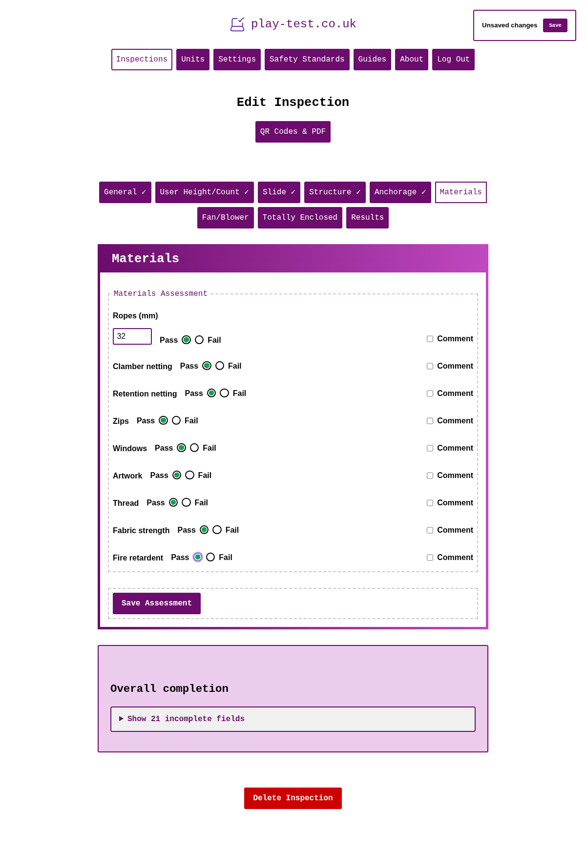 Materials Assessment - Filled