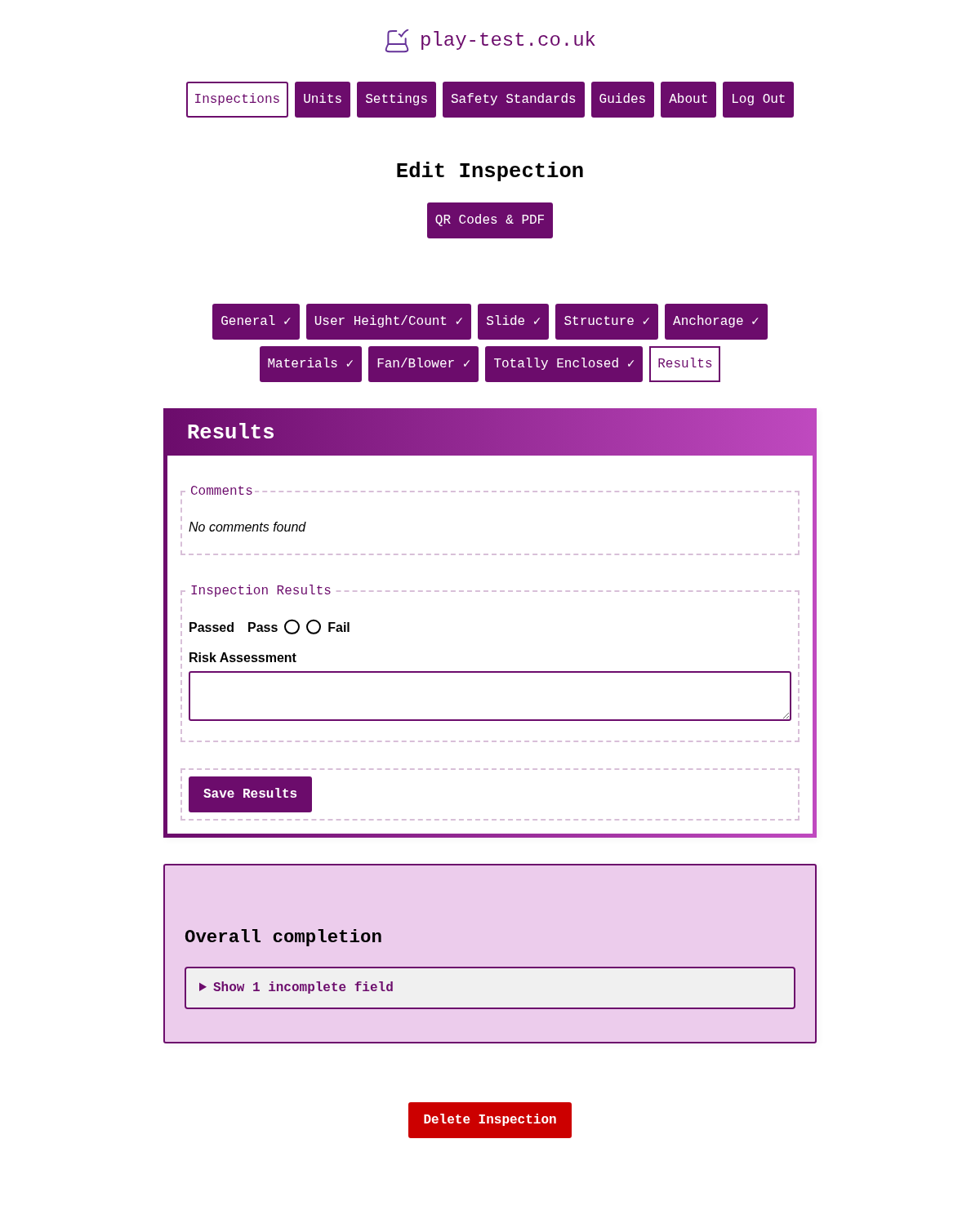Results Assessment Form