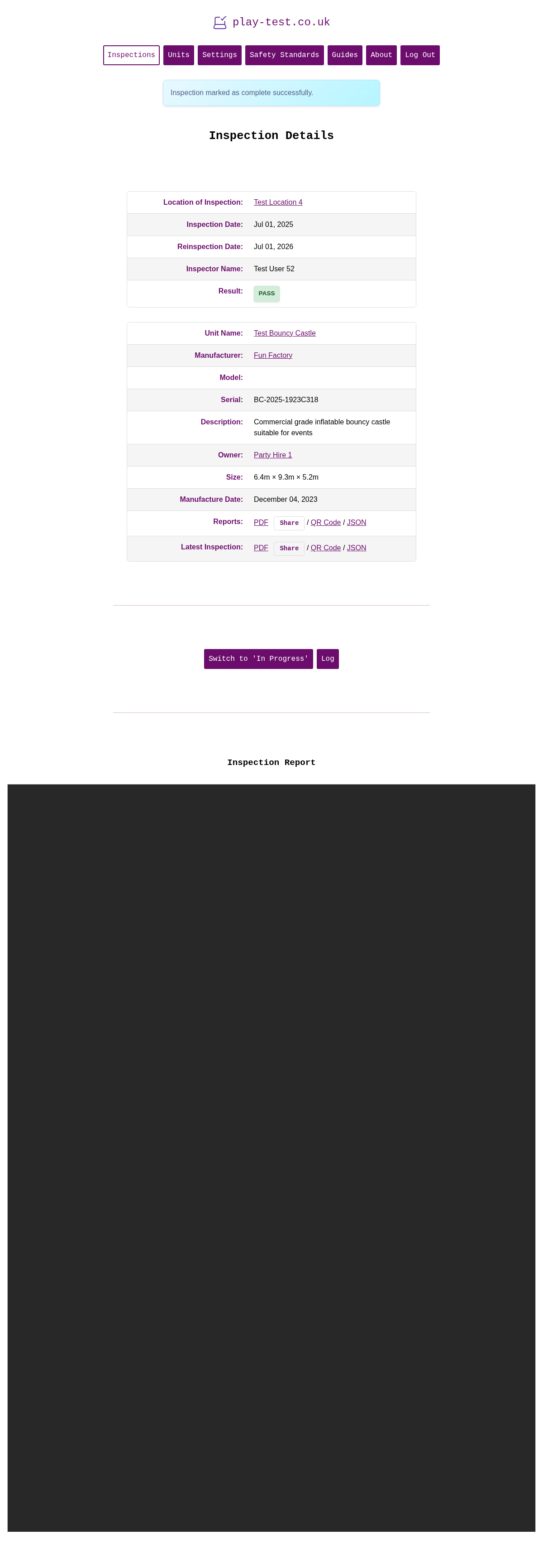 Inspection Marked Complete