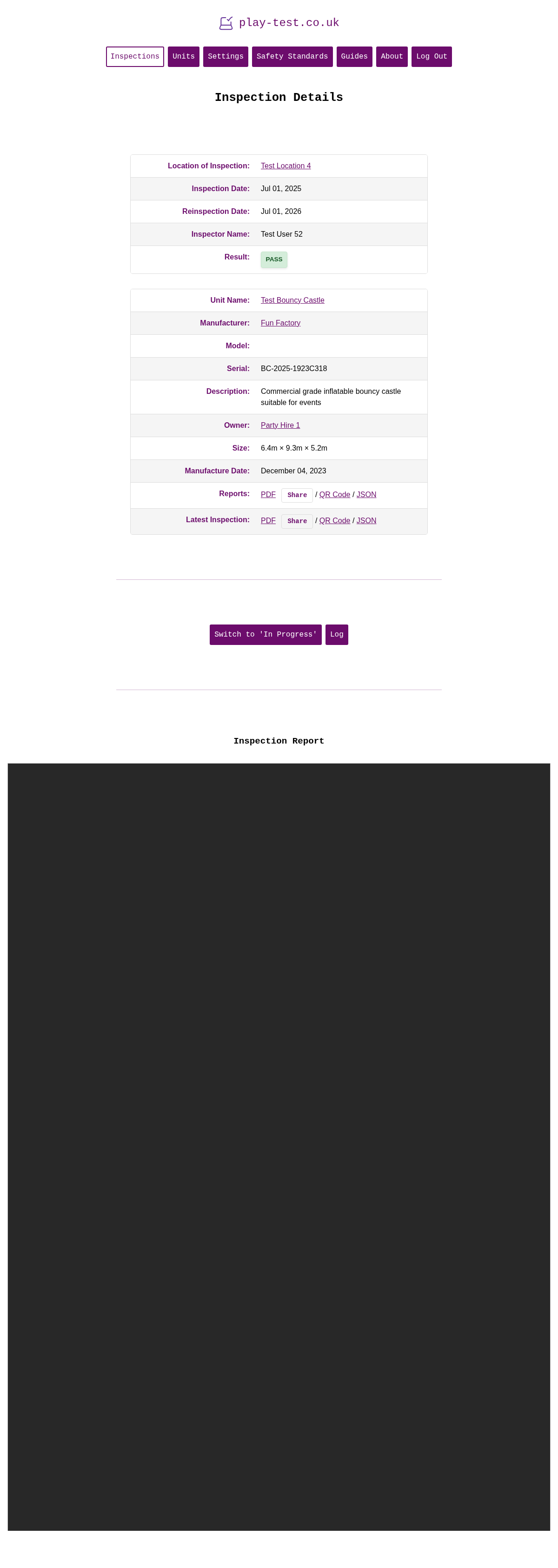 Completed Inspection View